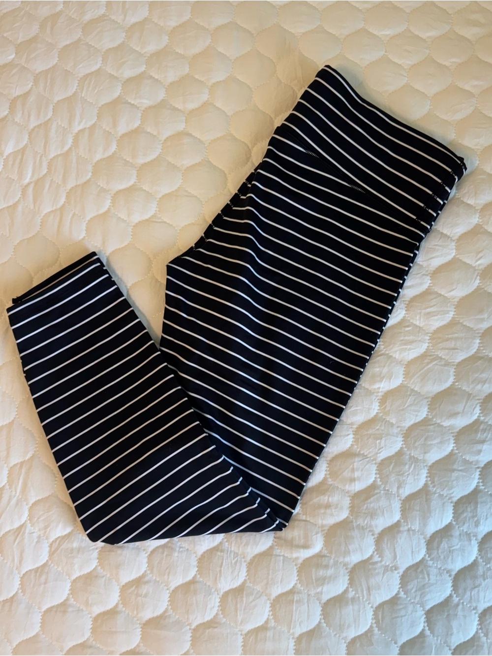 GAP Fit Black and White Striped Leggings